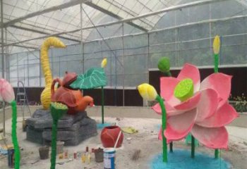雕塑荷花景觀制造，街景小品，景觀仿真荷花雕塑優價
