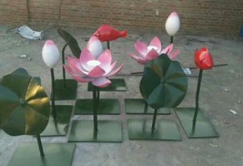 荷花雕塑制造，彩鋼構件，仿真荷花雕塑提供
