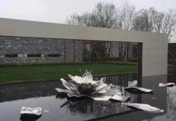 荷花雕塑精品，白鋼構件，鏡面荷花雕塑廠家