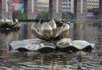 荷花雕塑提供，美陳雕塑，鏡面荷花雕塑制作承接