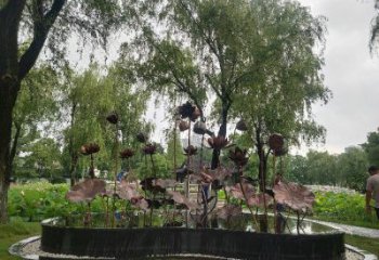 金屬荷花雕塑制作，城市裝飾，銅荷花雕塑標準廠家