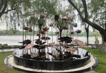 制造荷花雕塑廠家，地標擺件，銅荷花雕塑訂做