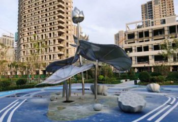 廣場荷葉雕塑優價，美陳組合，不銹鋼荷葉雕塑廠家