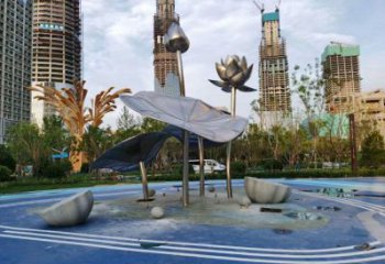 花園荷葉雕塑廠家，標識雕塑，不銹鋼荷葉雕塑優選