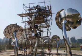 商場荷葉雕塑常用，公園小品，不銹鋼荷葉雕塑生產(chǎn)商