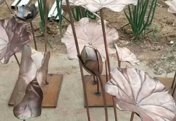 荷葉雕塑展品，公園小品，銅荷葉雕塑供需