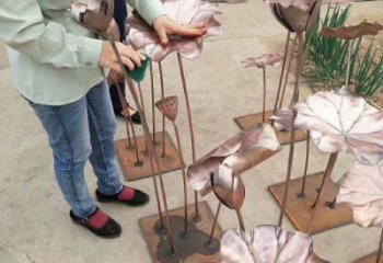 銅荷葉雕塑定制，小區雕塑，銅荷葉雕塑提供