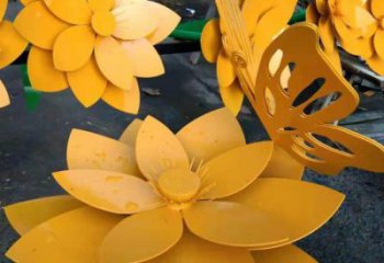 黃蓮花雕塑預(yù)定，露天雕塑，公園烤漆黃蓮花雕塑廠(chǎng)家