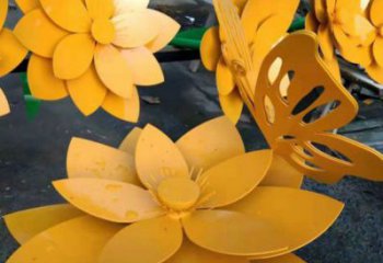 黃蓮花雕塑制造商，小區擺件，烤漆黃蓮花雕塑制造廠家