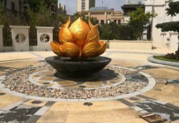 金蓮花雕塑廠家，露天雕塑，不銹鋼金蓮花雕塑選用