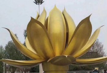 金蓮花雕塑定價，街景小品，不銹鋼金蓮花雕塑工廠