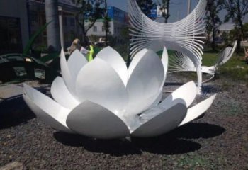 蓮花雕塑訂做，景區(qū)案例，藝術(shù)不銹鋼蓮花雕塑定制
