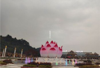 大型蓮花雕塑制造，透雕系列，蓮花噴泉雕塑廠家承接