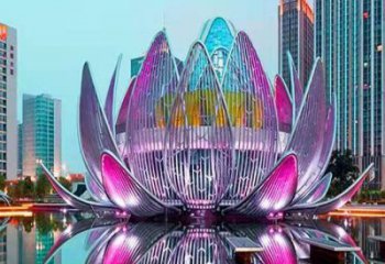 鏤空蓮花雕塑特供，酒店擺件，美陳燈光蓮花雕塑訂做