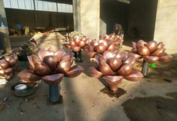 銅水蓮花雕塑鑄造訂做，景觀概念，大型水蓮花銅雕塑