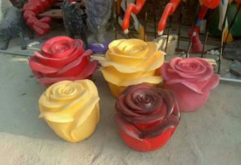 玫瑰花雕塑通用，鍛造工藝，中式玻璃鋼玫瑰花雕塑廠家