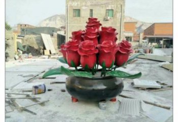 玫瑰花雕塑定做廠家,村標(biāo)概念,廣場(chǎng)不銹鋼玫瑰花雕塑