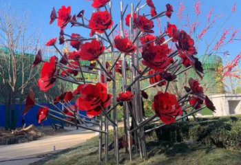 玫瑰花雕塑觀賞型,戶外雕塑,不銹鋼玫瑰花雕塑供給