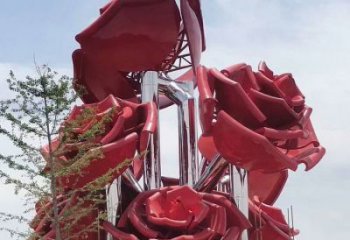 玫瑰花雕塑展品,標(biāo)識(shí)雕塑,不銹鋼玫瑰花雕塑選用