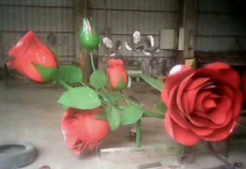 月季雕塑承接，鋼管組合，室外月季花朵雕塑廠家