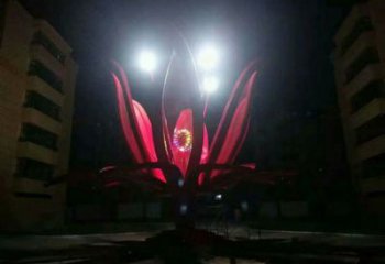 燈光花朵雕塑常用，公園小品，燈光茶花雕塑生產商