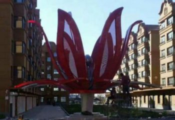 燈光花朵雕塑制造，景觀雕塑，戶外燈光茶花雕塑廠家