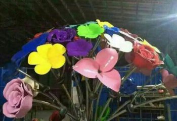 烤漆花朵雕塑廠家，現代美陳元素，花卉景觀類