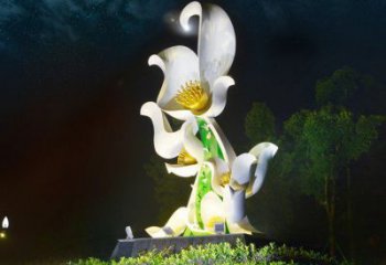 蘭花雕塑精選，美陳雕塑，鍛鋼蘭花花朵雕塑通用