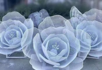 牡丹花雕塑優(yōu)選，拉絲工藝，鏤空牡丹花雕塑承接