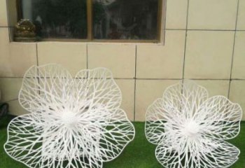 牡丹花雕塑制作廠家，景區(qū)案例，鏤空編織牡丹花雕塑