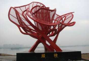 牡丹花雕塑工廠，多彩藝術，不銹鋼牡丹花雕塑供應