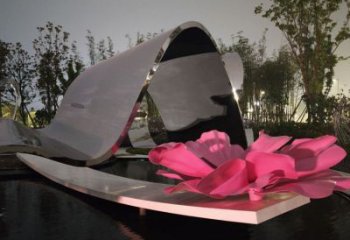 牡丹花雕塑工廠，街景小品，不銹鋼牡丹花雕塑廠常用