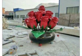 仿真牡丹花雕塑廠家，小區雕塑，牡丹花花朵雕塑制作