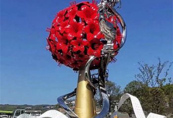 牡丹花雕塑選用，小區擺件，大型牡丹花花朵雕塑公司