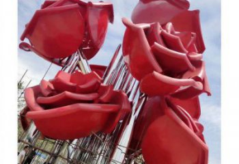 牡丹花雕塑制造，街景小品，花朵牡丹花雕塑廠家