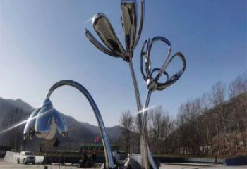 百合花雕塑承接，鍛造工藝，不銹鋼百合花雕塑訂做