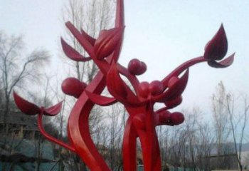 石榴花雕塑精品，景觀雕塑，不銹鋼石榴花雕塑生產商
