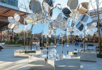 桃花雕塑定價(jià)，村標(biāo)概念，不銹鋼桃花雕塑選用