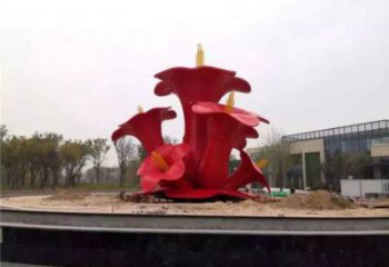 烤漆梧桐花雕塑制造商，室外軟裝，景觀梧桐花雕塑制作廠家