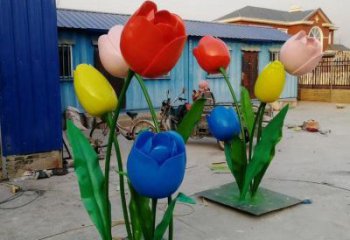 郁金香雕塑廠家，露天雕塑，不銹鋼郁金香雕塑選用