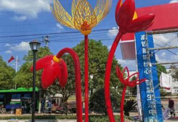 郁金香雕塑訂做，室外軟裝，不銹鋼郁金香雕塑廠