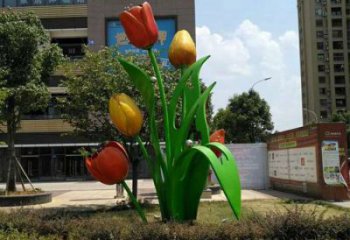 郁金香景觀雕塑精品，小區雕塑，不銹鋼郁金香雕塑提供