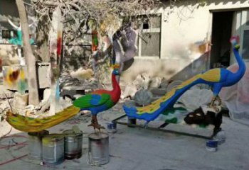 彩繪孔雀雕塑觀賞型，廣場系列，仿真孔雀雕塑優(yōu)選