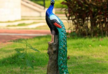 彩繪孔雀雕塑生產(chǎn)，美陳雕塑，仿真孔雀雕塑定制