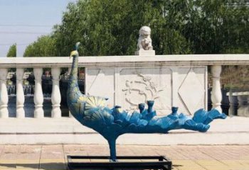 彩繪孔雀雕塑批發，靜態雕塑，仿古孔雀雕塑生產商