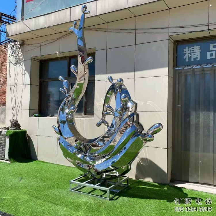 海浪雕塑制造廠家，鏡面工藝，不銹鋼材質