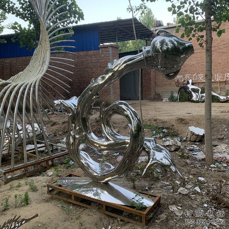 浪花雕塑供求，白鋼構件，鏡面浪花天壺雕塑觀賞型