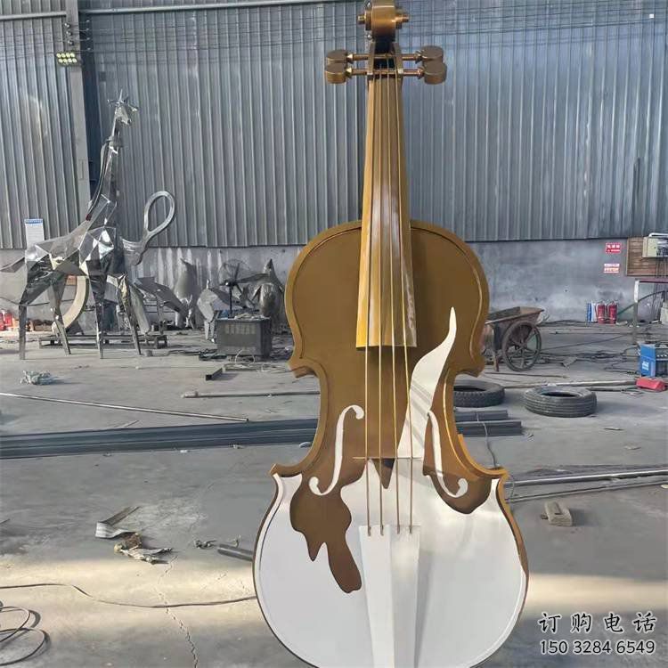 大提琴雕塑展品，室外軟裝，展示不銹鋼大提琴雕塑訂做