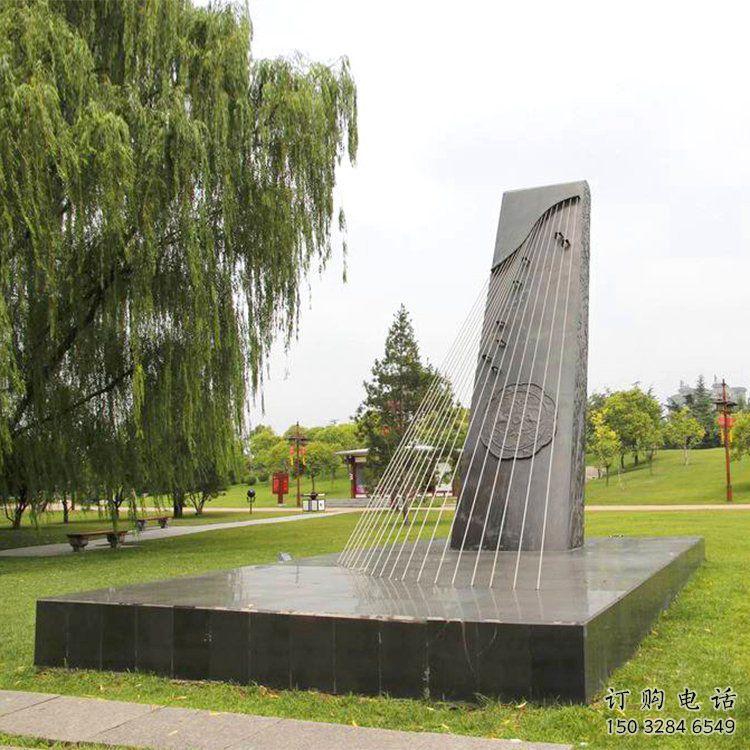 彈古箏雕塑定價，村標概念，公園雕塑景觀選用