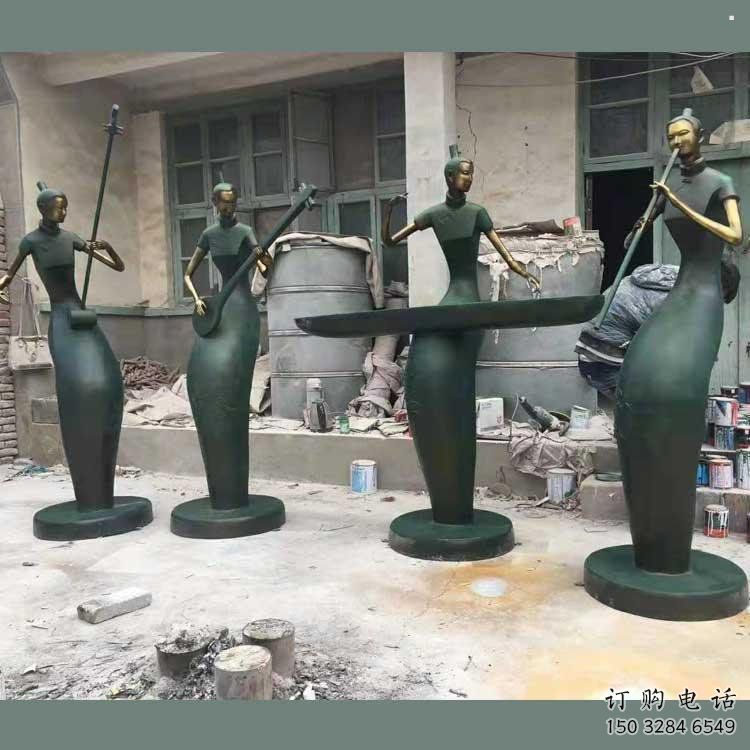 彈古箏雕塑供求，村標(biāo)概念，民俗人物雕塑制作承接